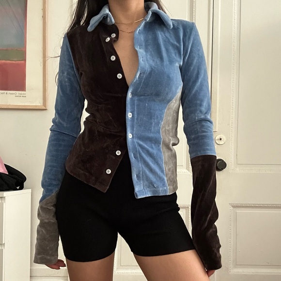 Blue Paneled Shirt - Picture 2 of 6
